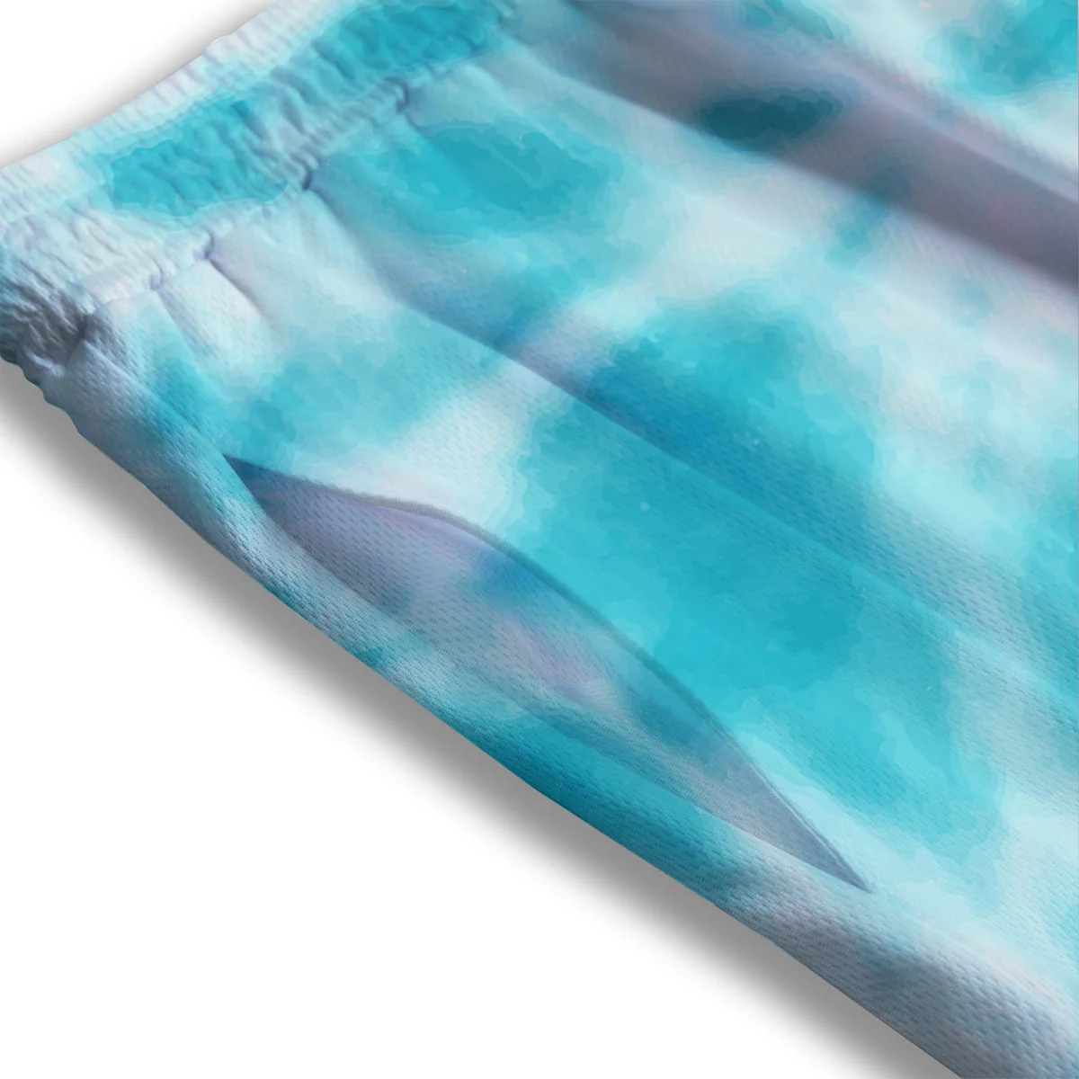 Tie Dye White And Blue Print Mesh Shorts - Image 3