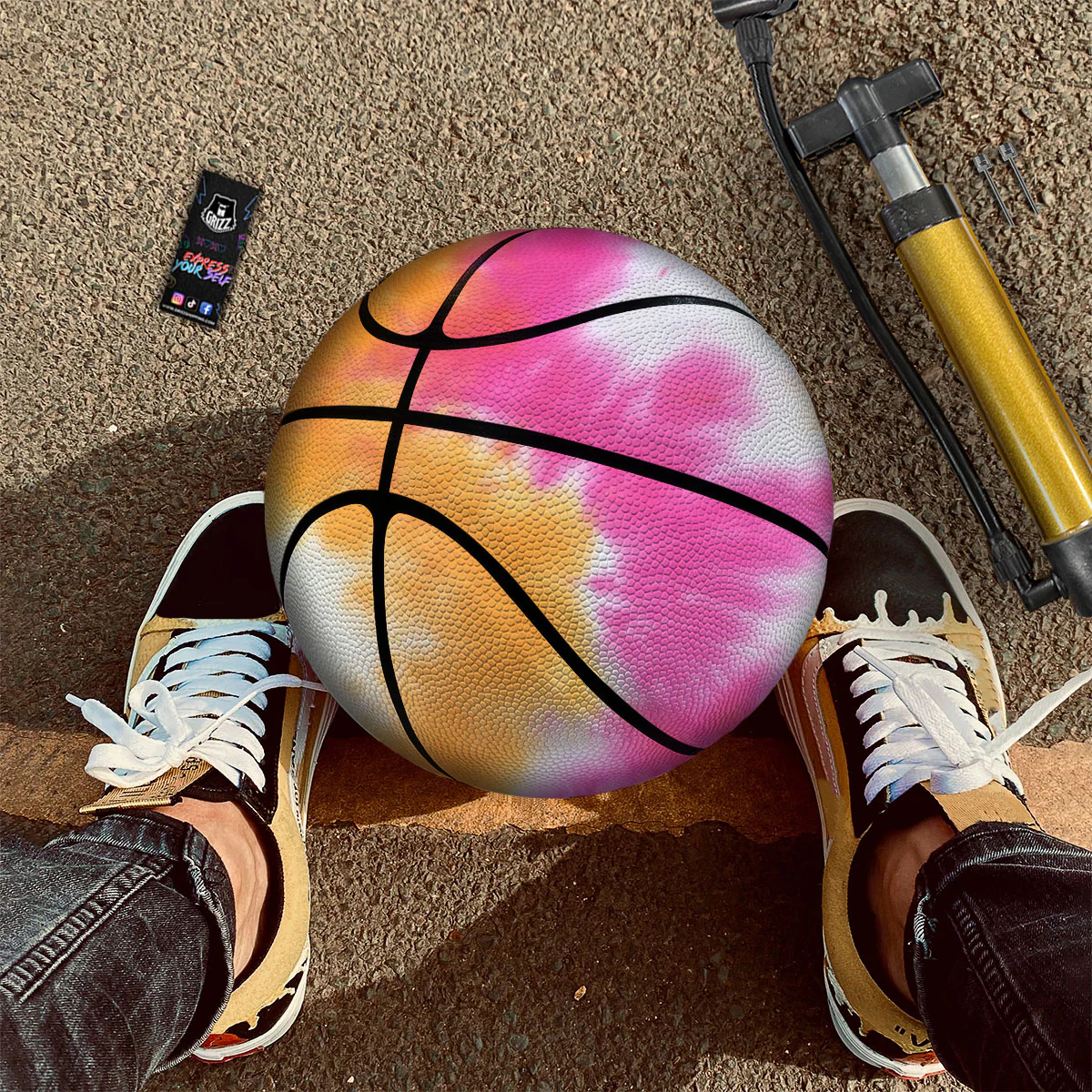Tie Dye Yellow And Pink Print Basketball - Image 2