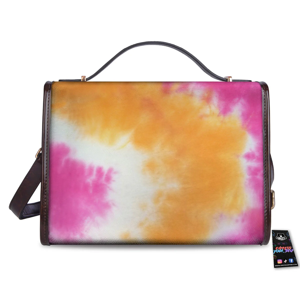 Tie Dye Yellow And Pink Print Women's Satchel Bag - Image 2