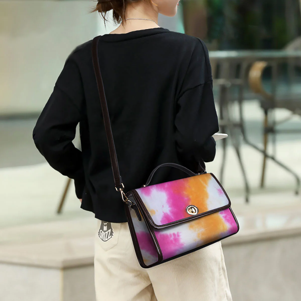 Tie Dye Yellow And Pink Print Women's Satchel Bag - Image 3