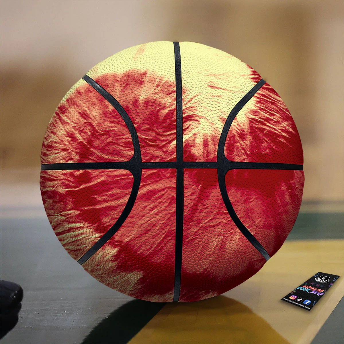 Tie Dye Yellow And Red Spider Print Basketball