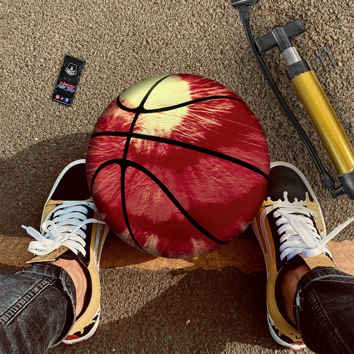 Tie Dye Yellow And Red Spider Print Basketball - Image 2