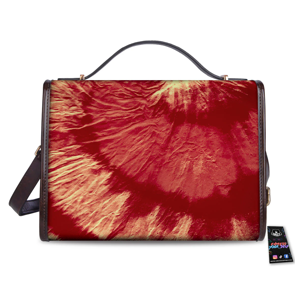 Tie Dye Yellow And Red Spider Print Women's Satchel Bag - Image 2