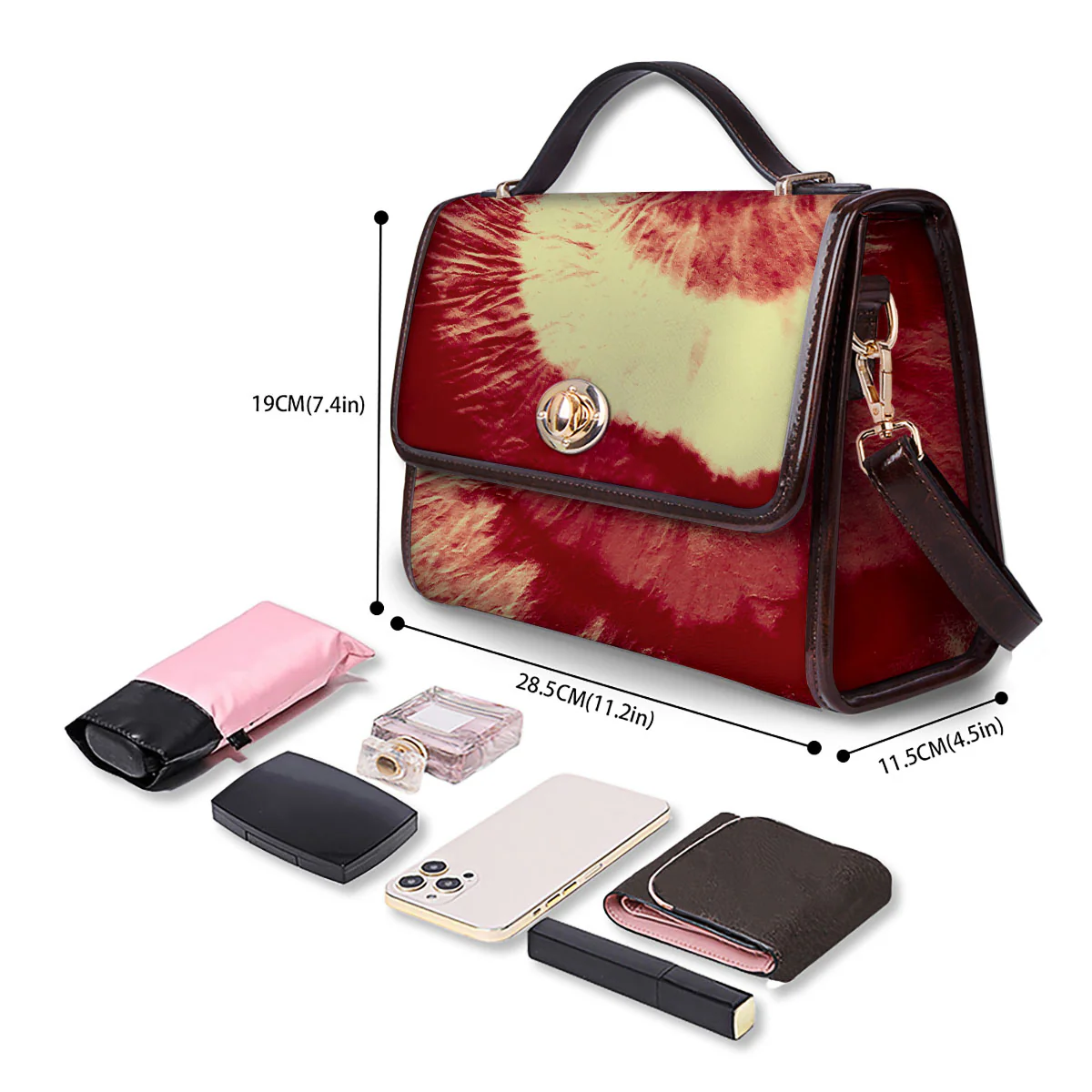 Tie Dye Yellow And Red Spider Print Women's Satchel Bag - Image 4