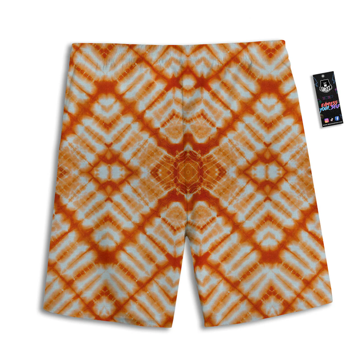 Tie Dye Zigzag Orange Watercolor Print Men's Athletic Shorts - Image 2