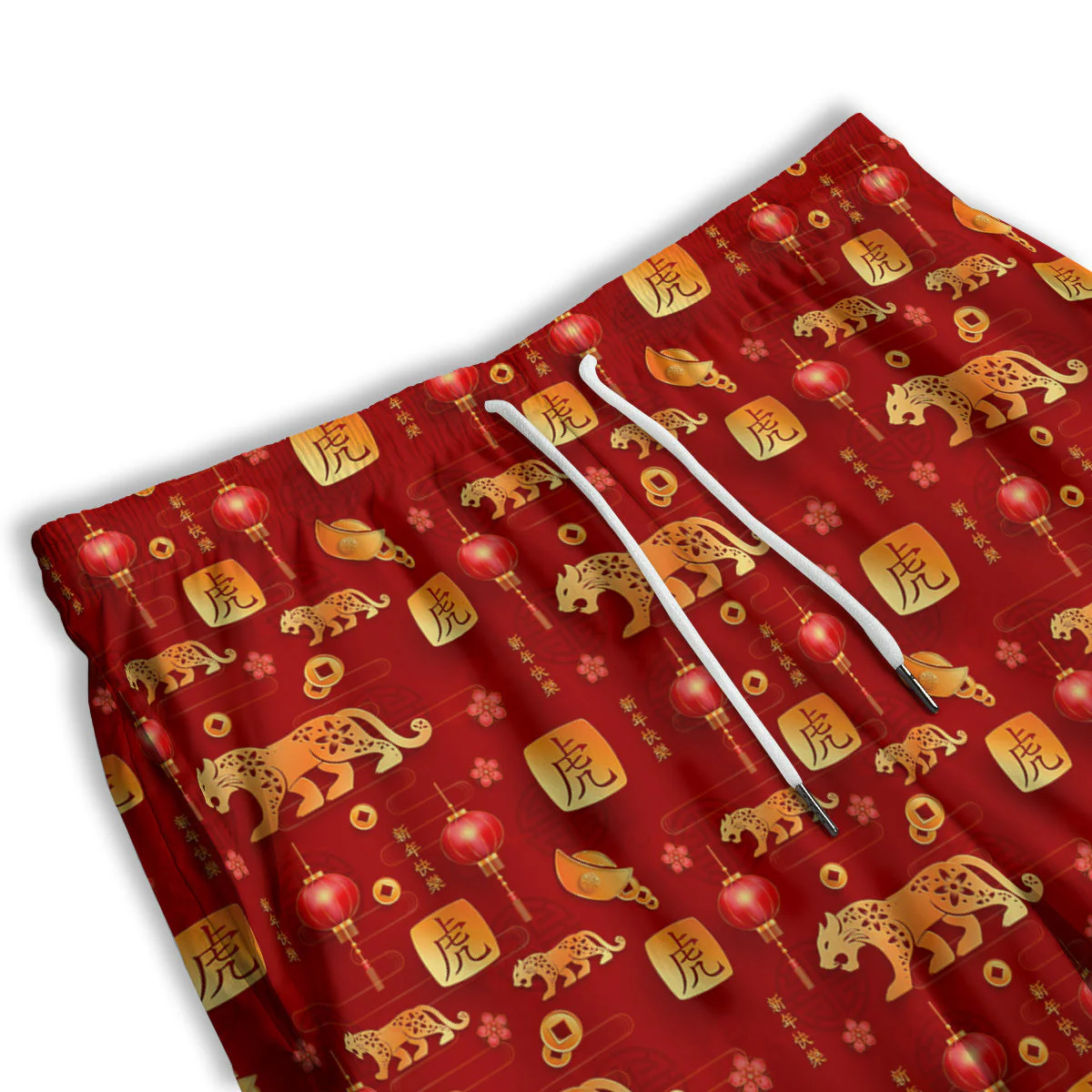Tiger And Chinese New Year Print Pattern Men's Athletic Shorts - Image 3