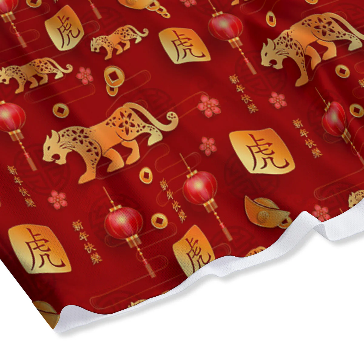 Tiger And Chinese New Year Print Pattern Mesh Shorts - Image 4