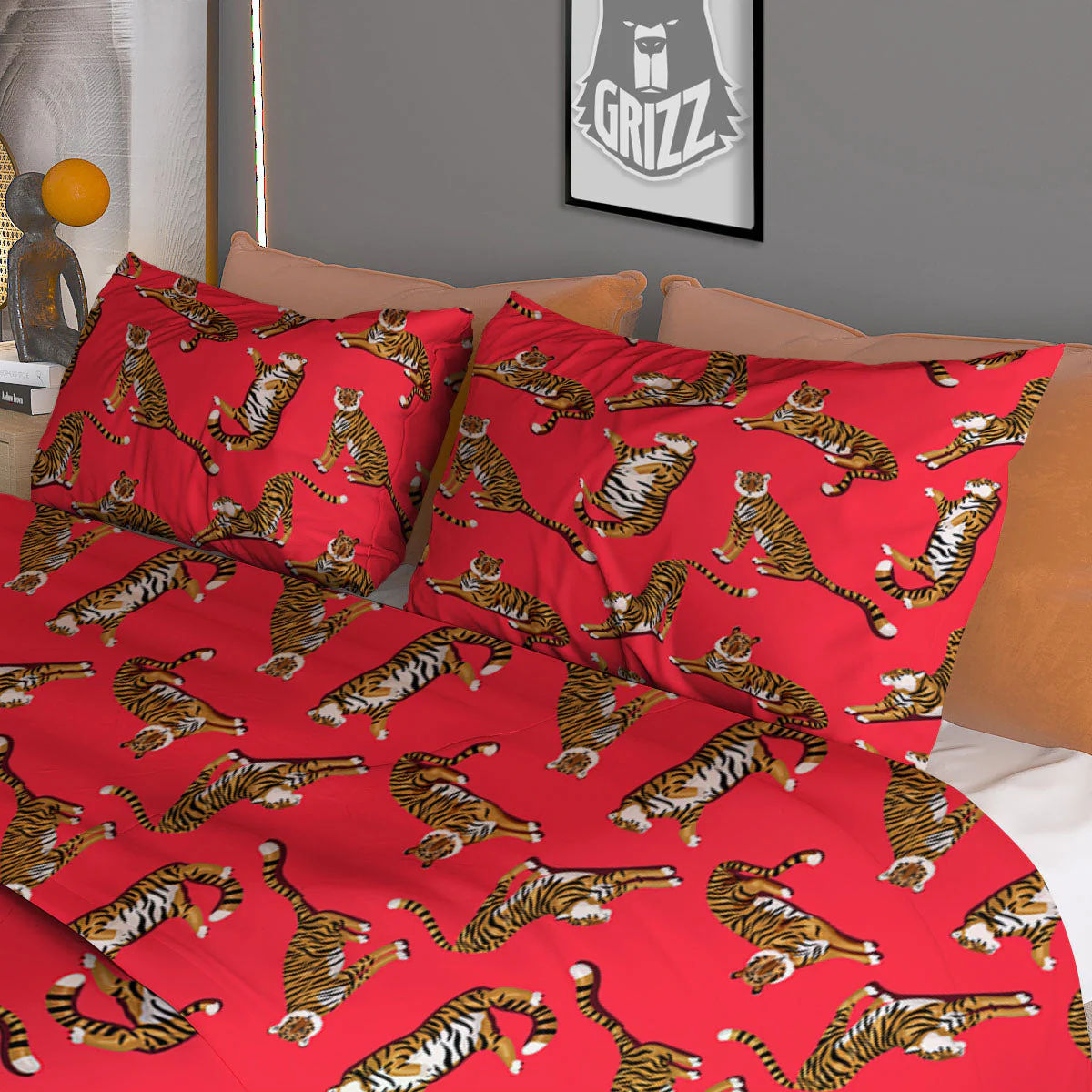 Tiger Cartoon Print Pattern Duvet Cover Bedding Set - Image 3