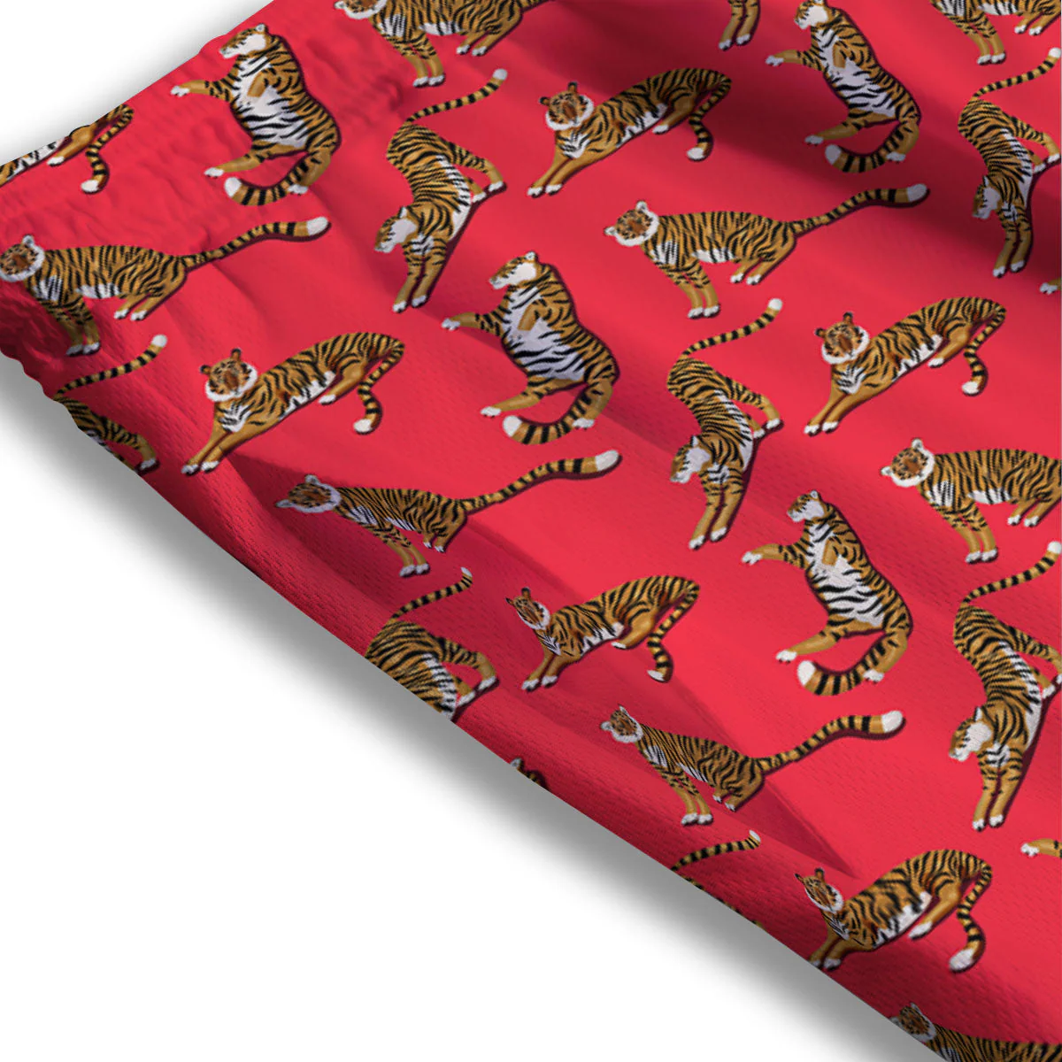 Tiger Cartoon Print Pattern Mesh Shorts - Image 3