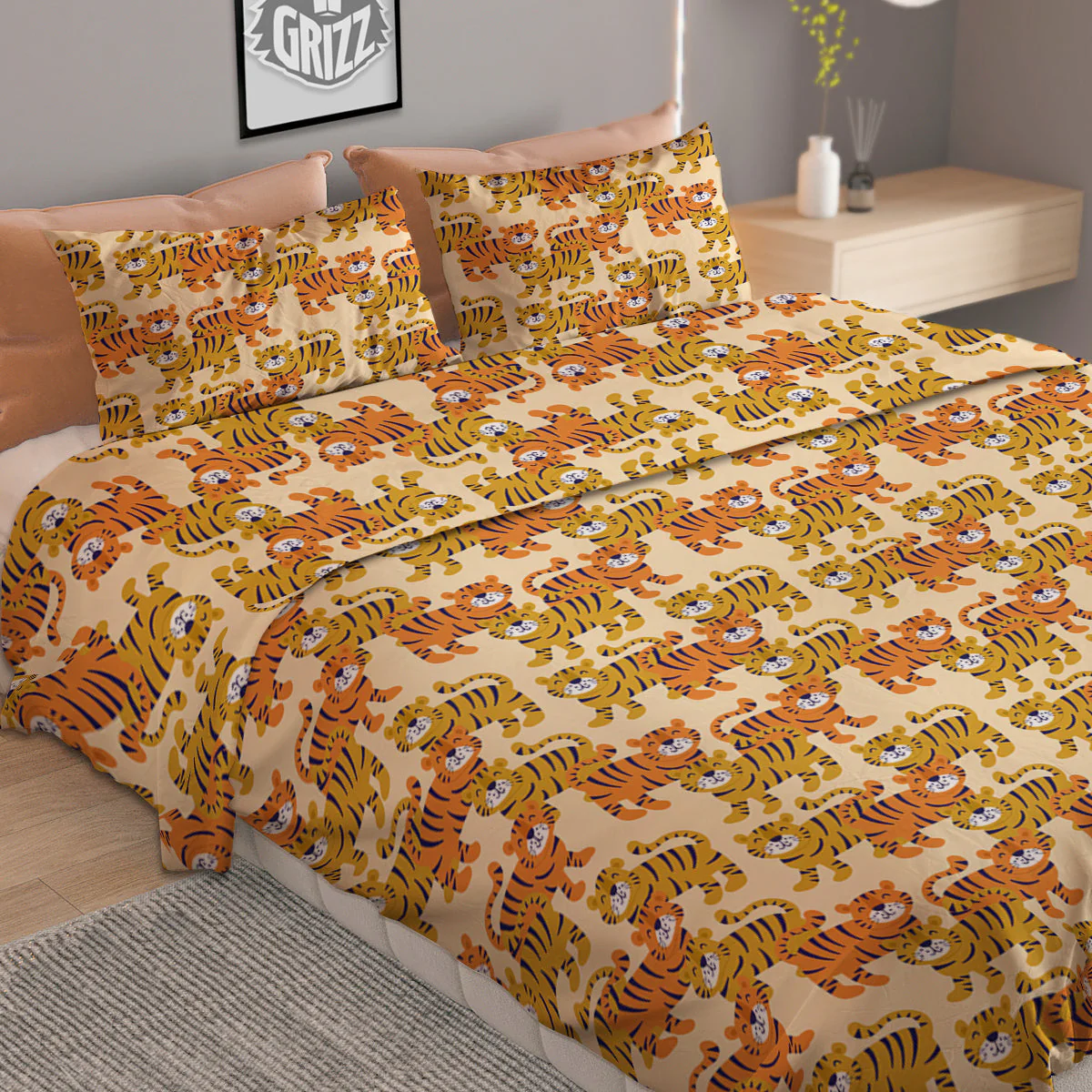 Tiger Cute Print Pattern Duvet Cover Bedding Set - Image 2