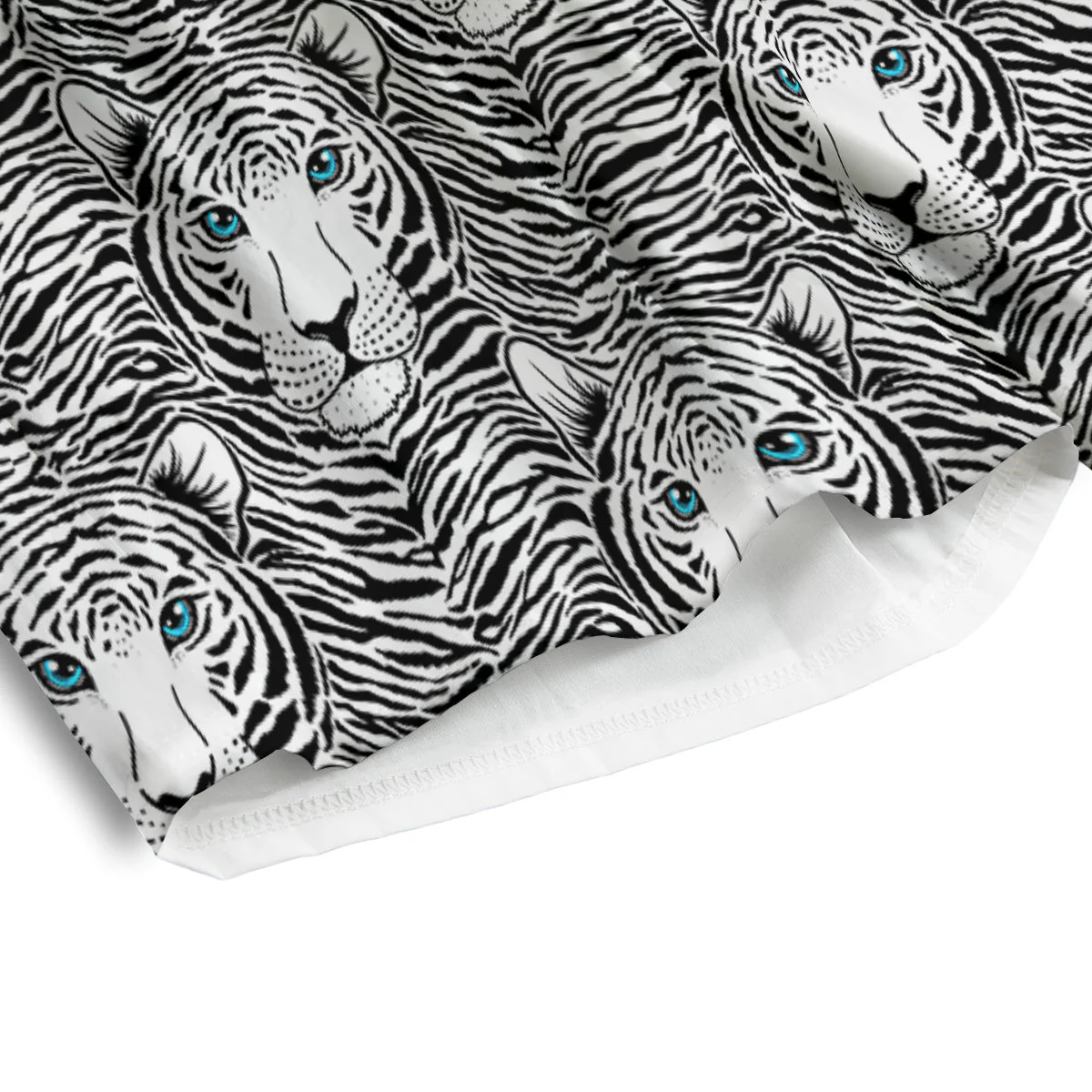 Tiger Head Striped Print Pattern Men's Athletic Shorts - Image 4
