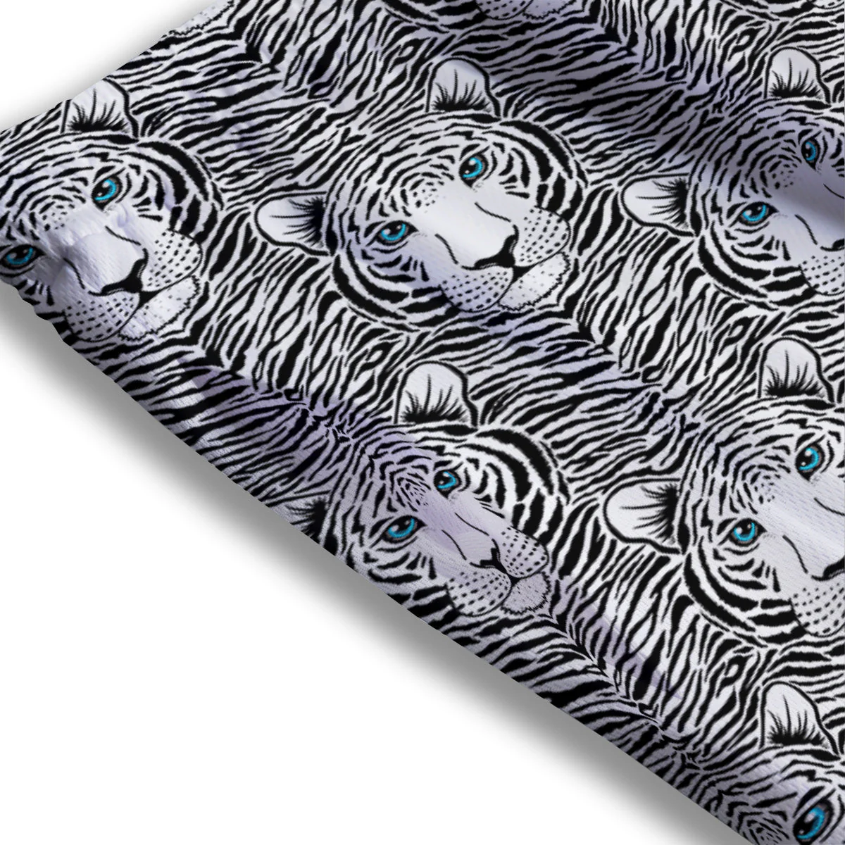 Tiger Head Striped Print Pattern Mesh Shorts - Image 3