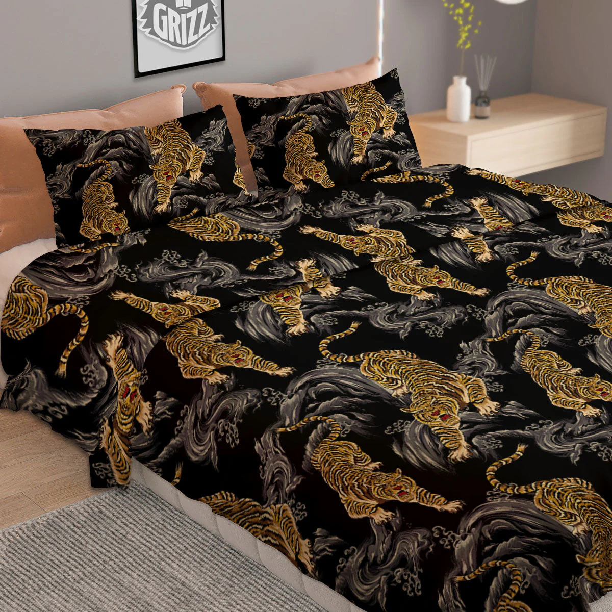 Tiger Japanese Print Pattern Duvet Cover Bedding Set - Image 2