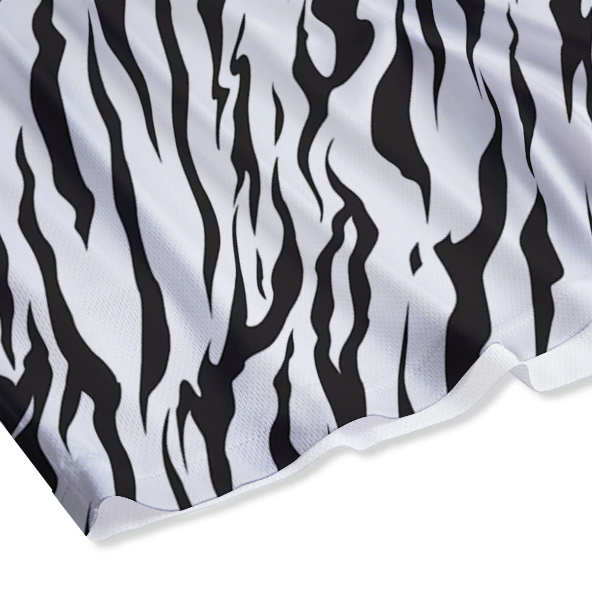 Tiger White And Black Print Pattern Mesh Shorts - Image 4