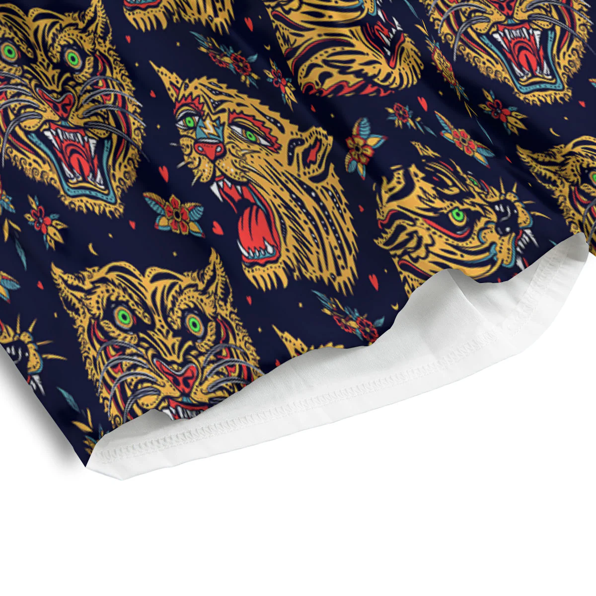 Tigers Head Tattoo Print Pattern Men's Athletic Shorts - Image 4