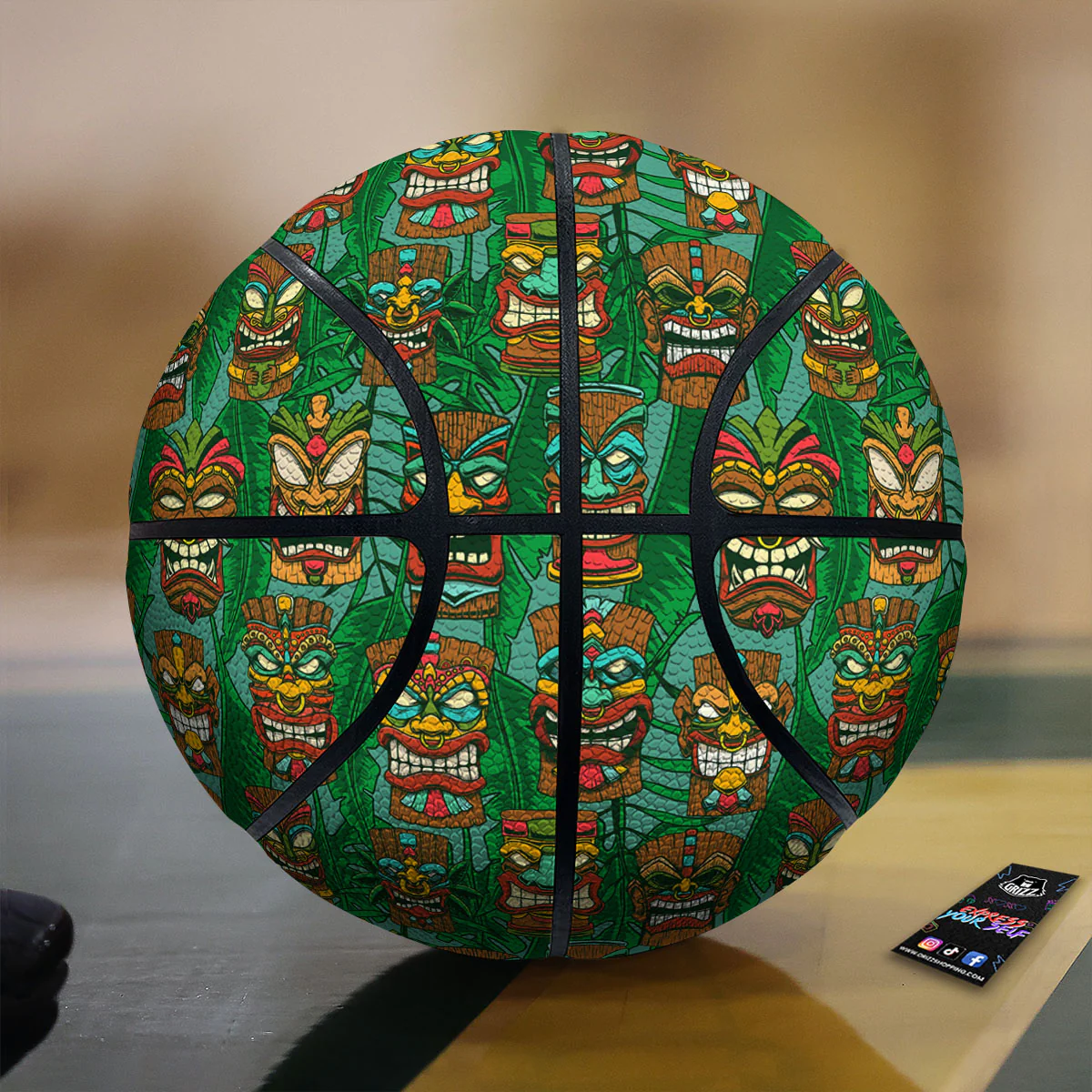 Tiki Hawaiian Print Pattern Basketball
