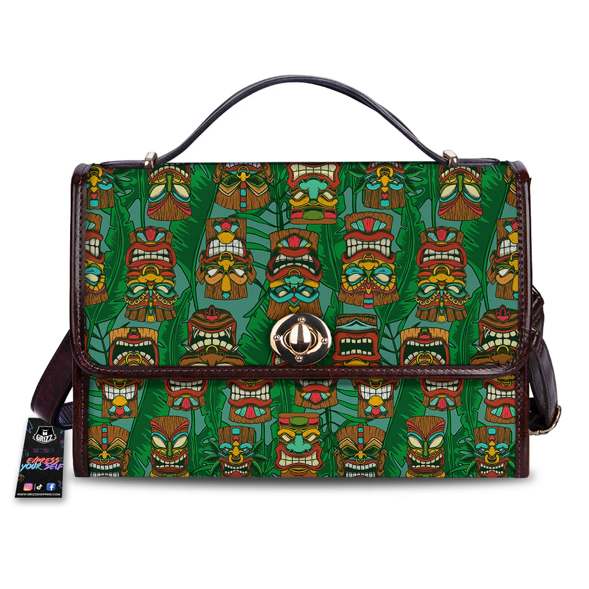 Tiki Hawaiian Print Pattern Women's Satchel Bag