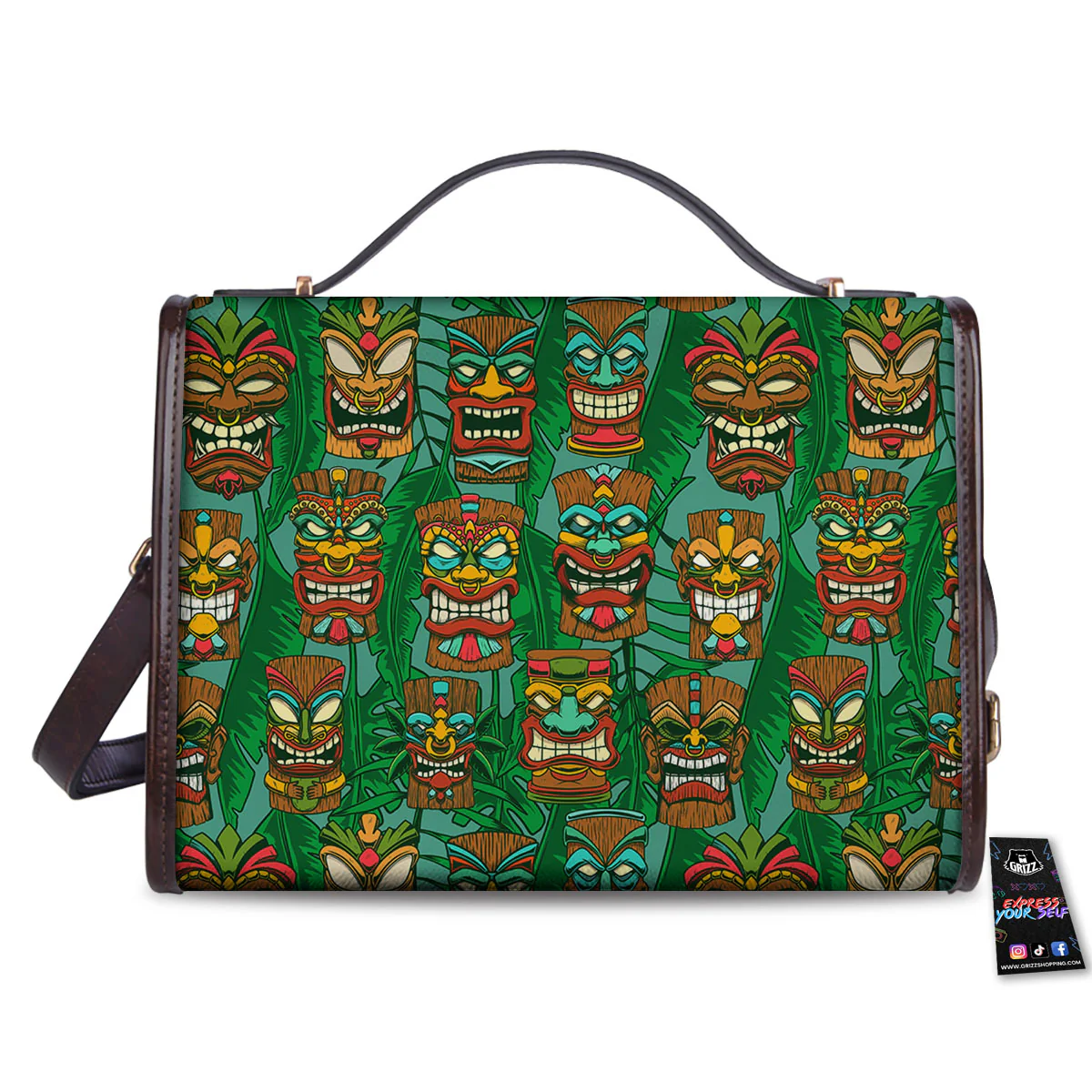 Tiki Hawaiian Print Pattern Women's Satchel Bag - Image 2