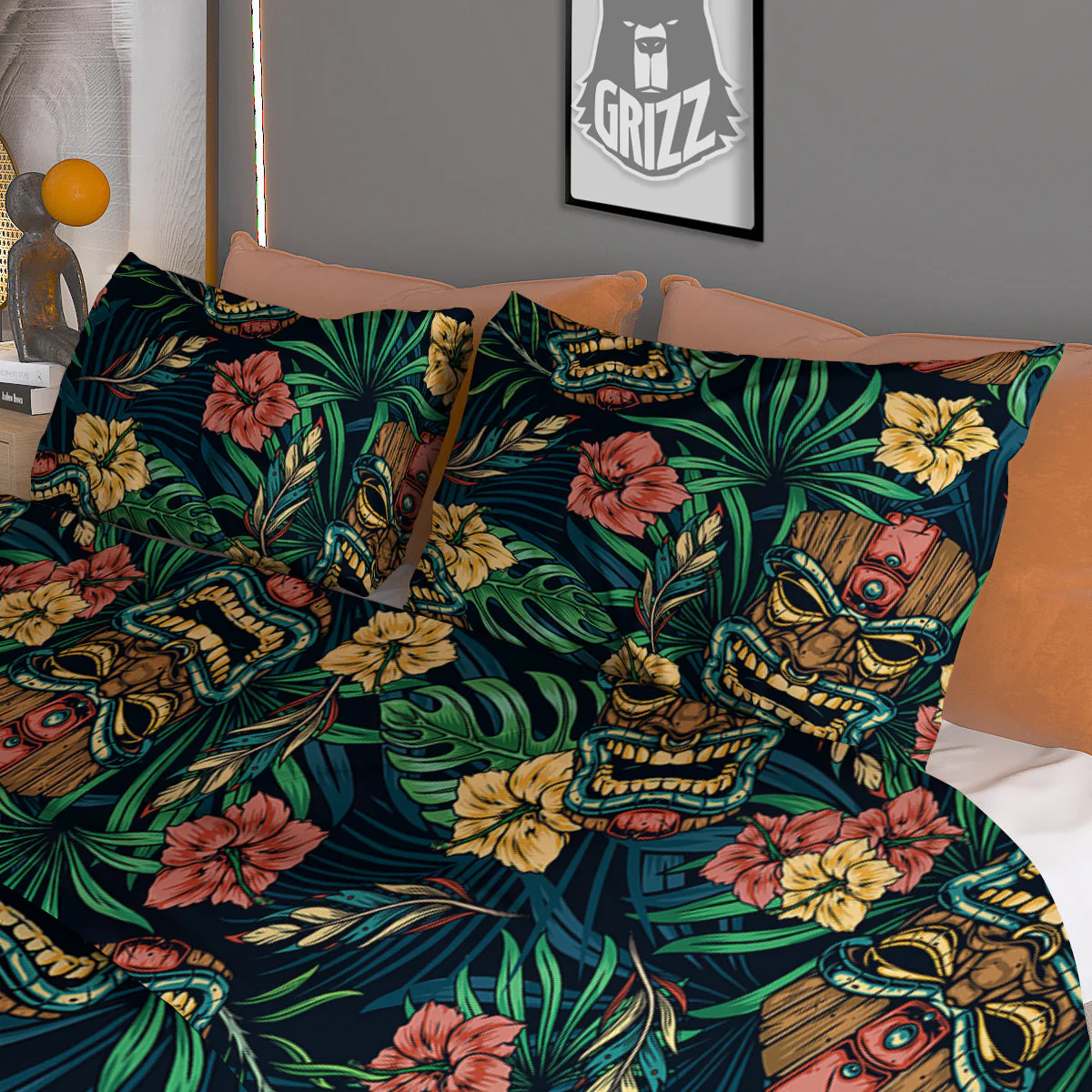 Tiki Tropical Print Pattern Duvet Cover Bedding Set - Image 3