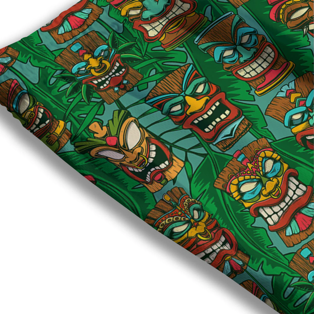 Tiki Wooden Print Pattern Mesh Shorts - Image 3