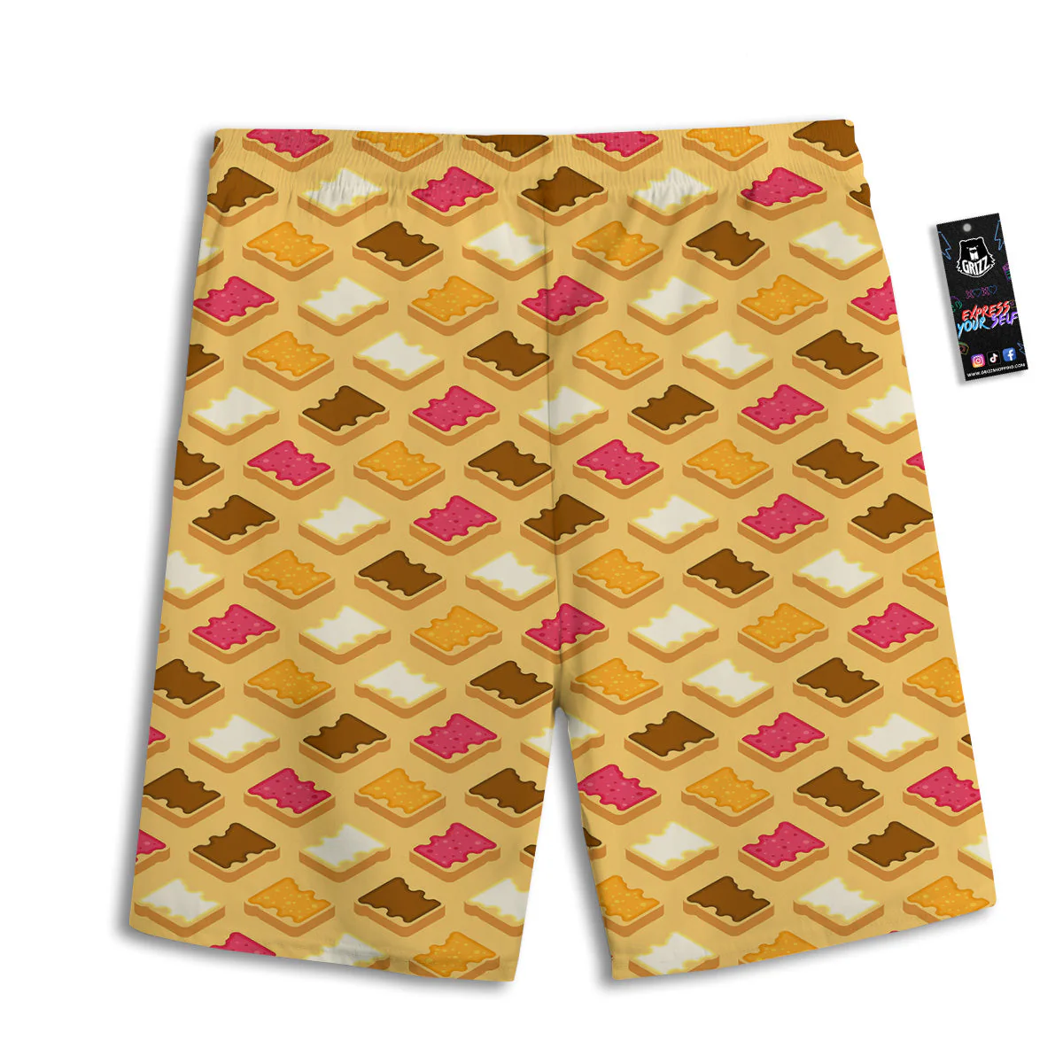 Toast And Jam Print Pattern Men's Athletic Shorts - Image 2
