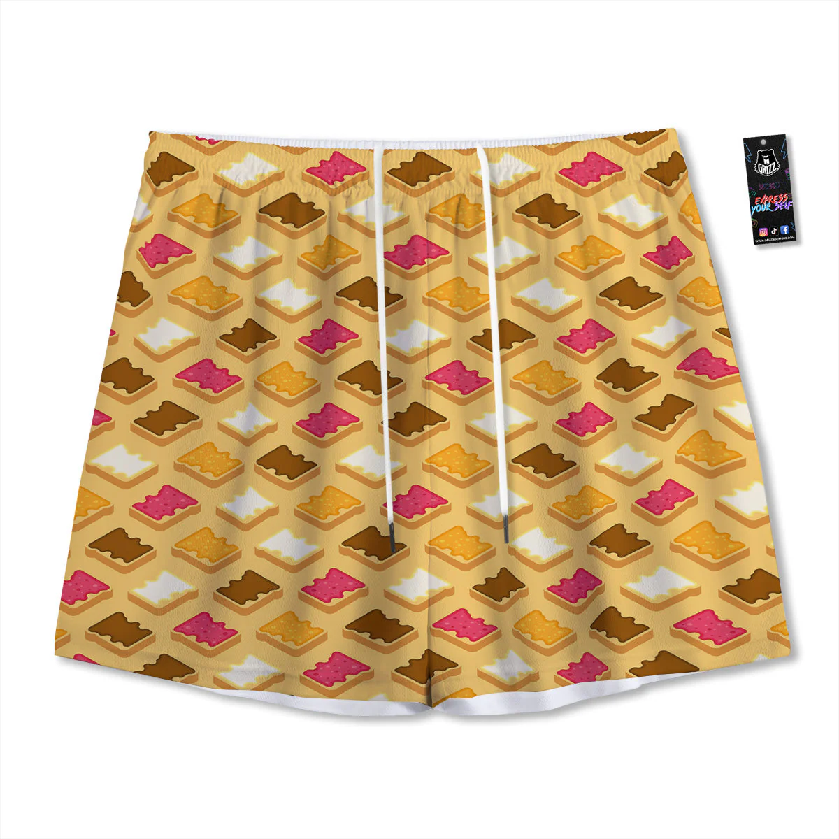 Toast And Jam Print Pattern Mesh Shorts