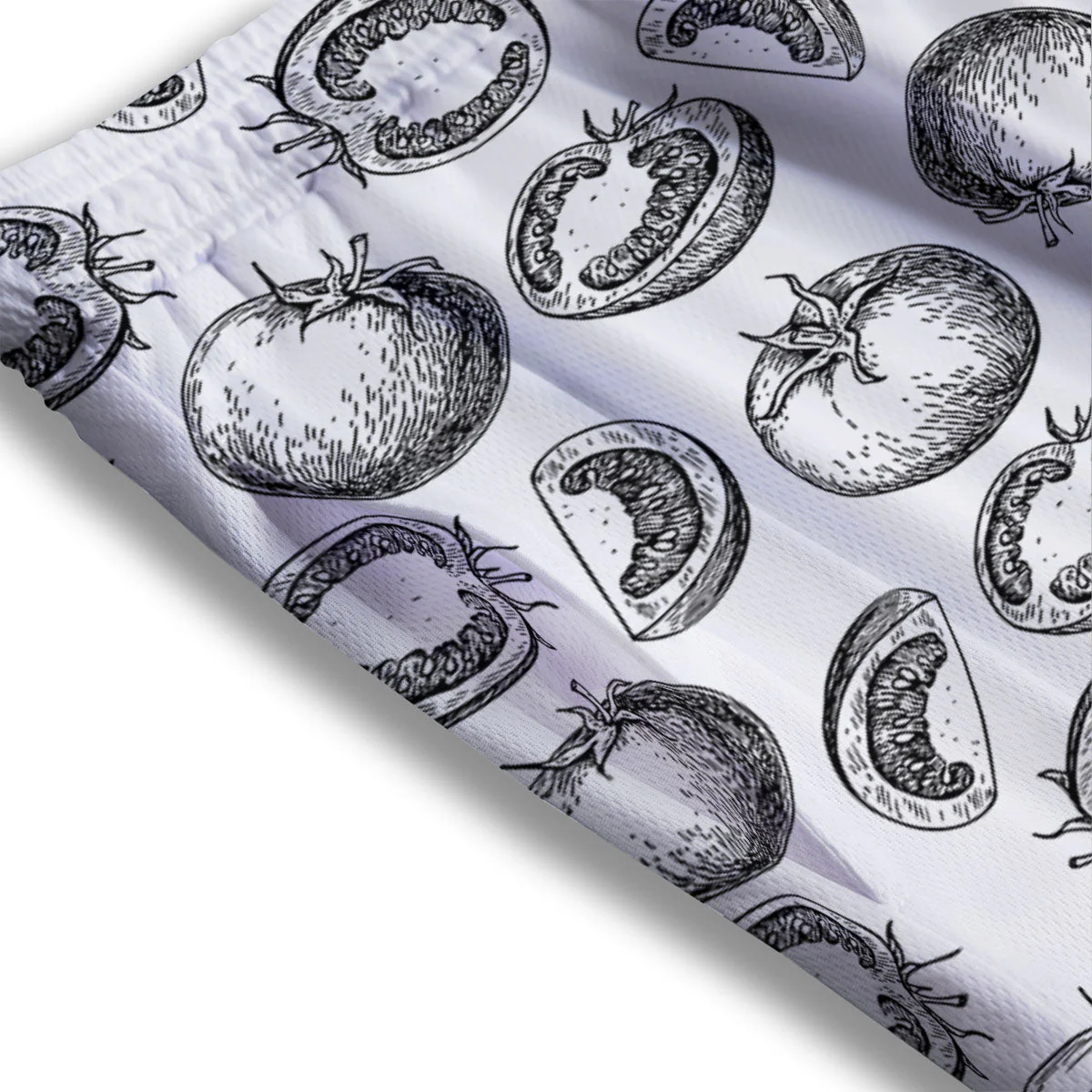 Tomato Hand Drawn Print Pattern Mesh Shorts - Image 3