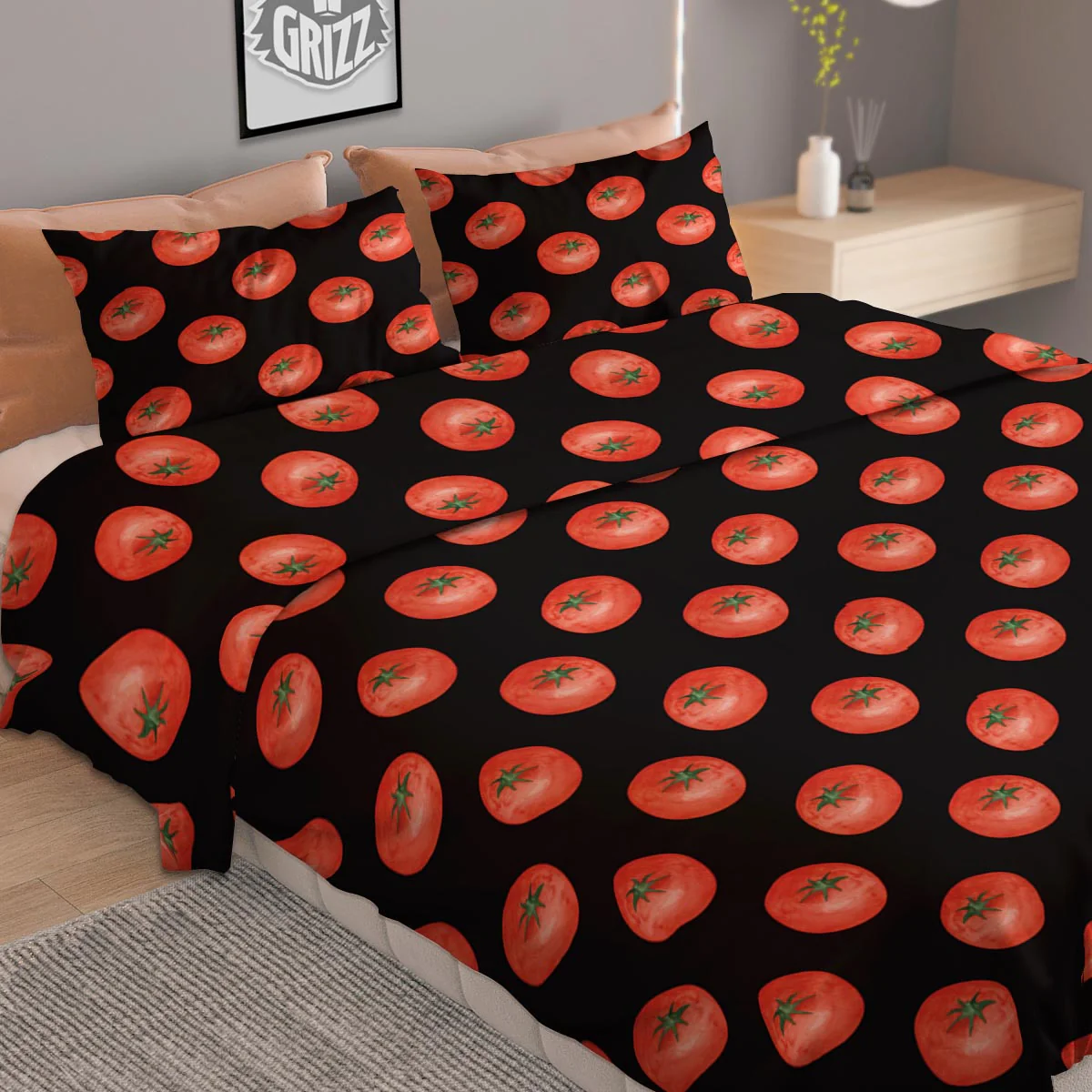 Tomatoes Red Ripe Print Pattern Duvet Cover Bedding Set - Image 2