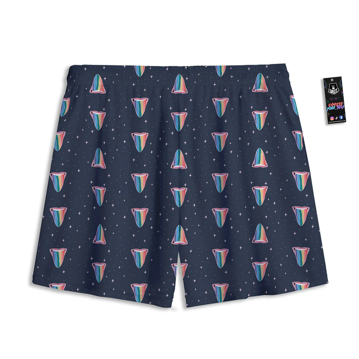 Tongue Gay Pride Print Pattern Mesh Shorts - Image 2