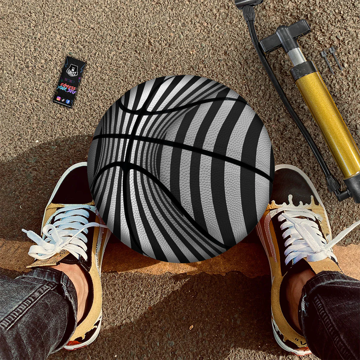 Torus Illusion White And Black Print Basketball - Image 2