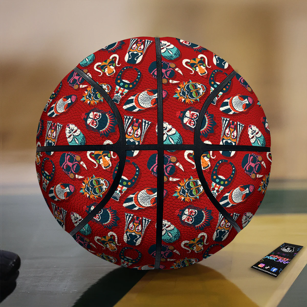 Totem Masks African Print Pattern Basketball