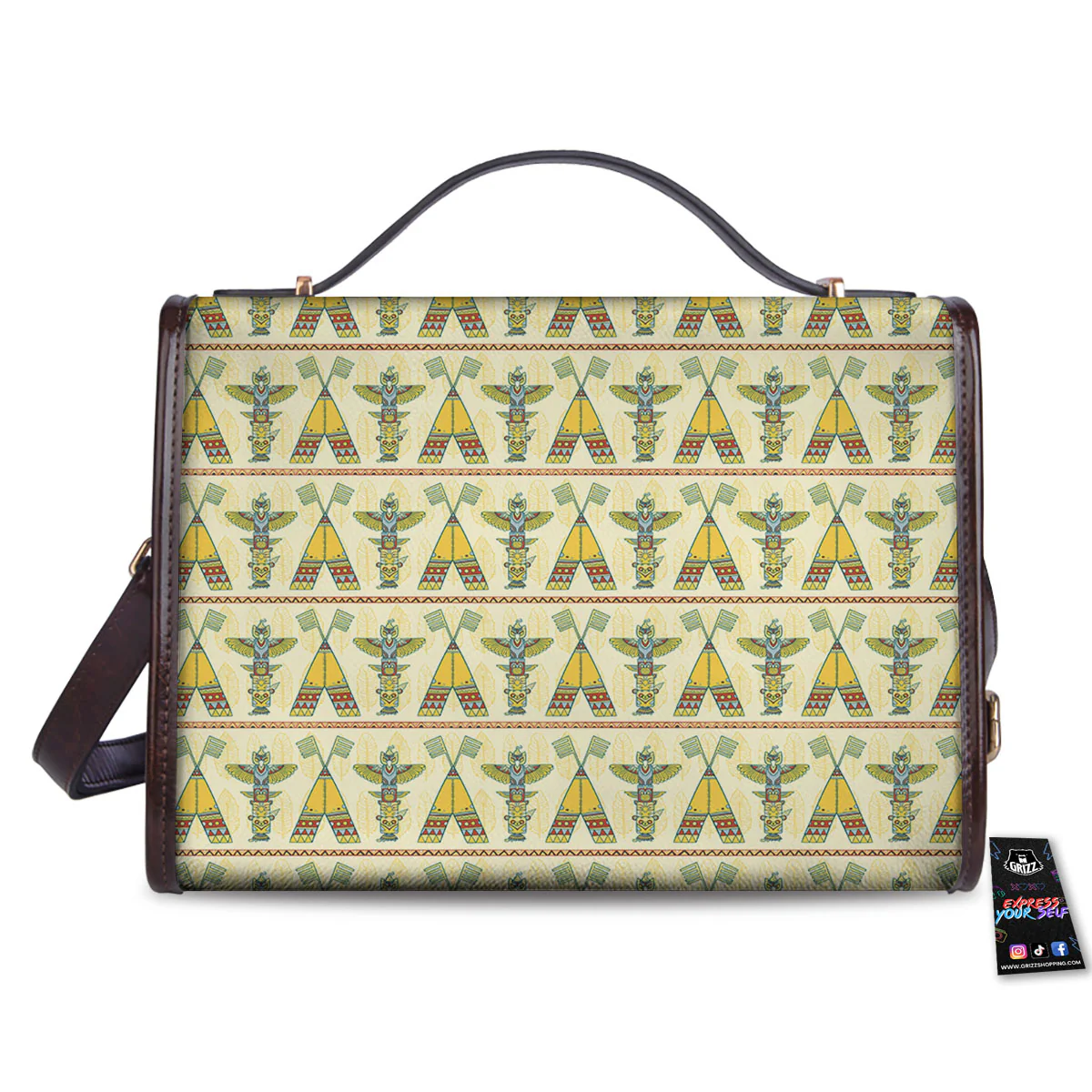 Totem Native Print Pattern Women's Satchel Bag - Image 2