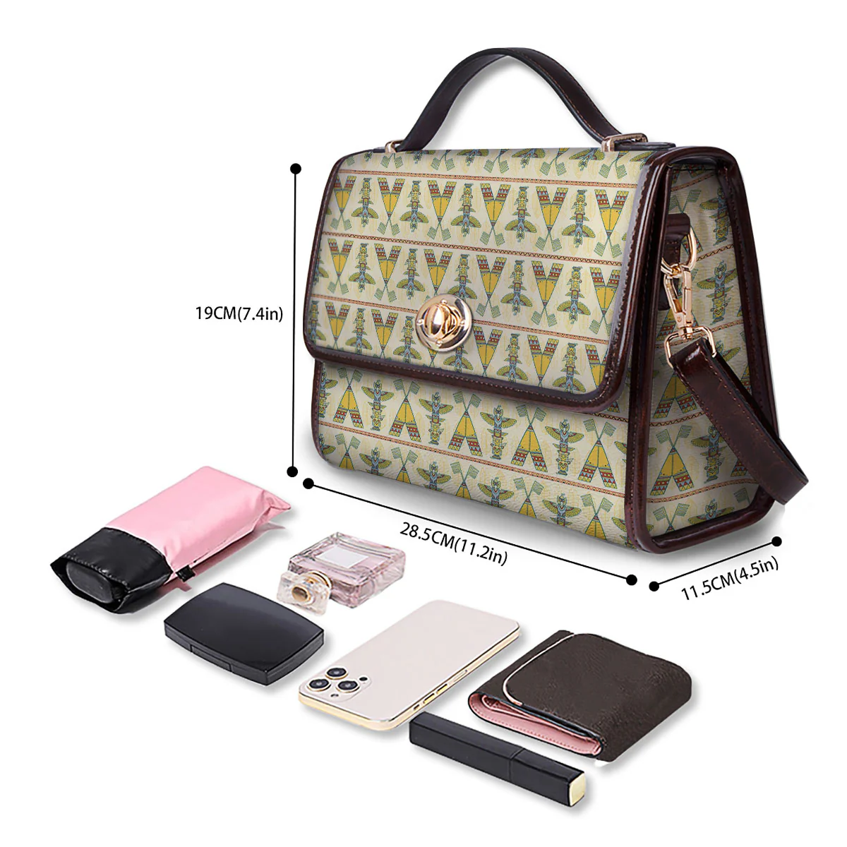 Totem Native Print Pattern Women's Satchel Bag - Image 4