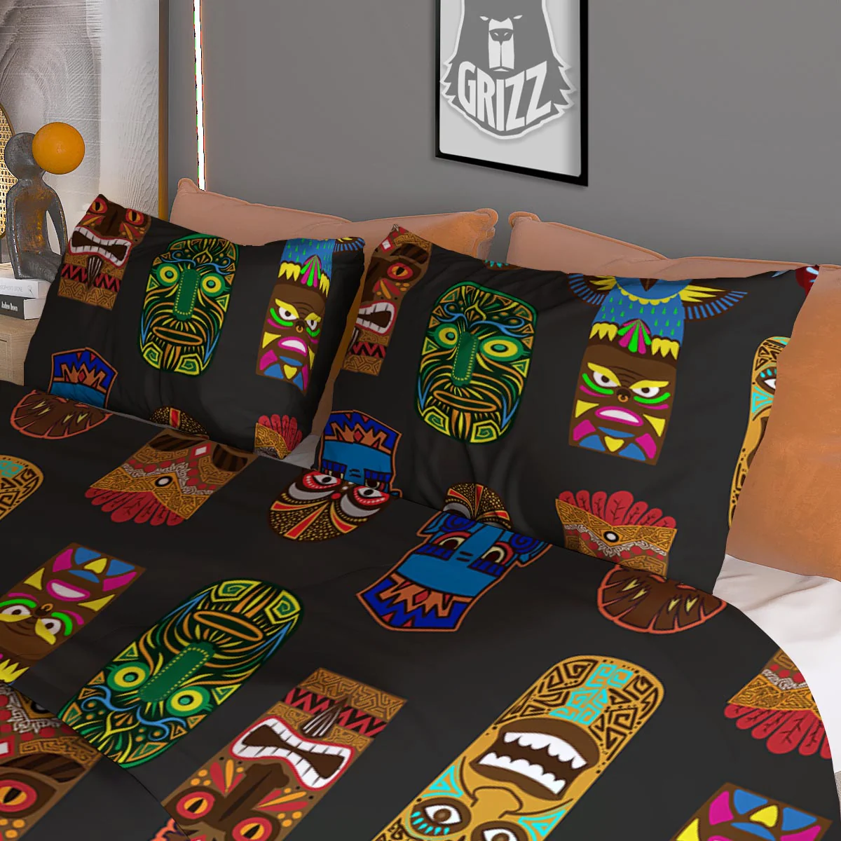 Totem Tiki Print Pattern Duvet Cover Bedding Set - Image 3