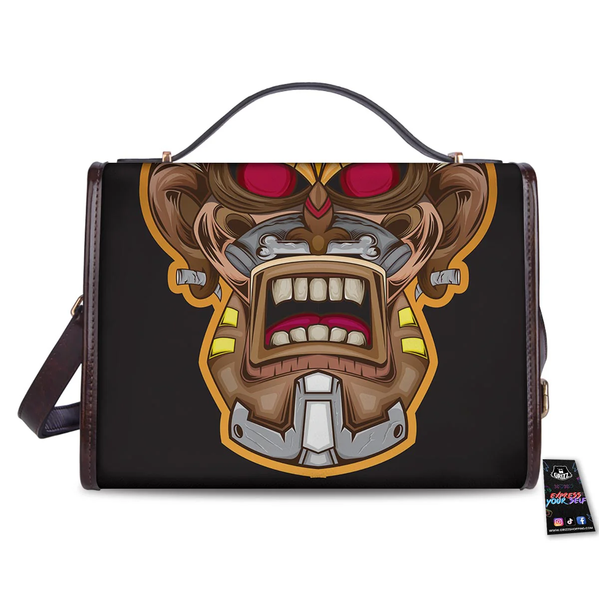 Totem Tiki Print Women's Satchel Bag - Image 2