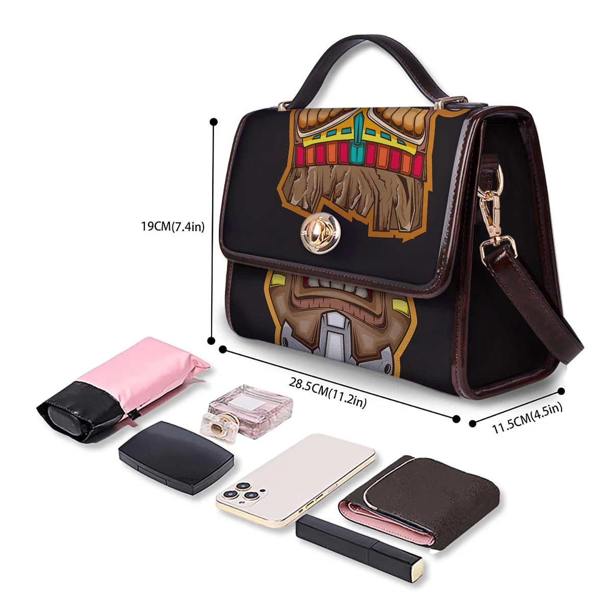 Totem Tiki Print Women's Satchel Bag - Image 4