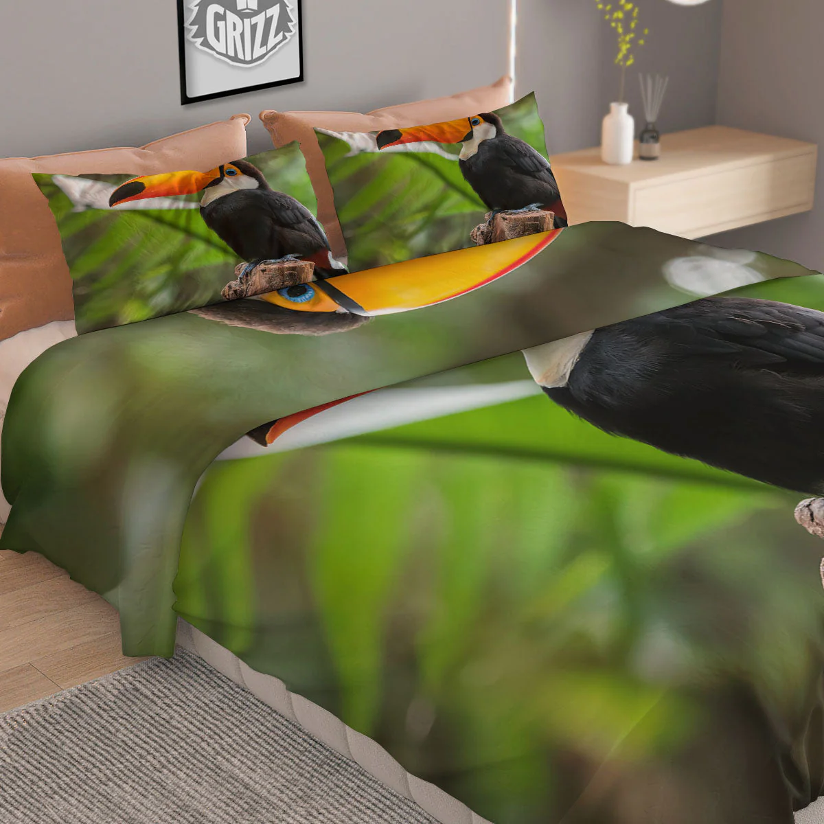 Toucan Aloha Keel-Billed Print Duvet Cover Bedding Set - Image 2
