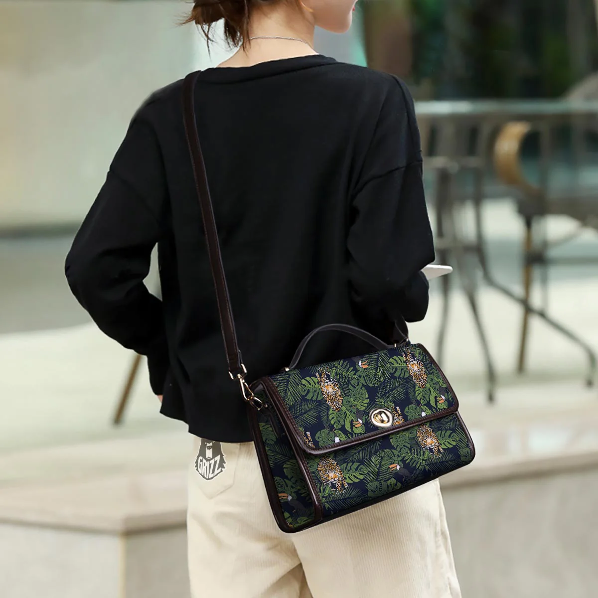 Toucan And Tiger Print Pattern Women's Satchel Bag - Image 3