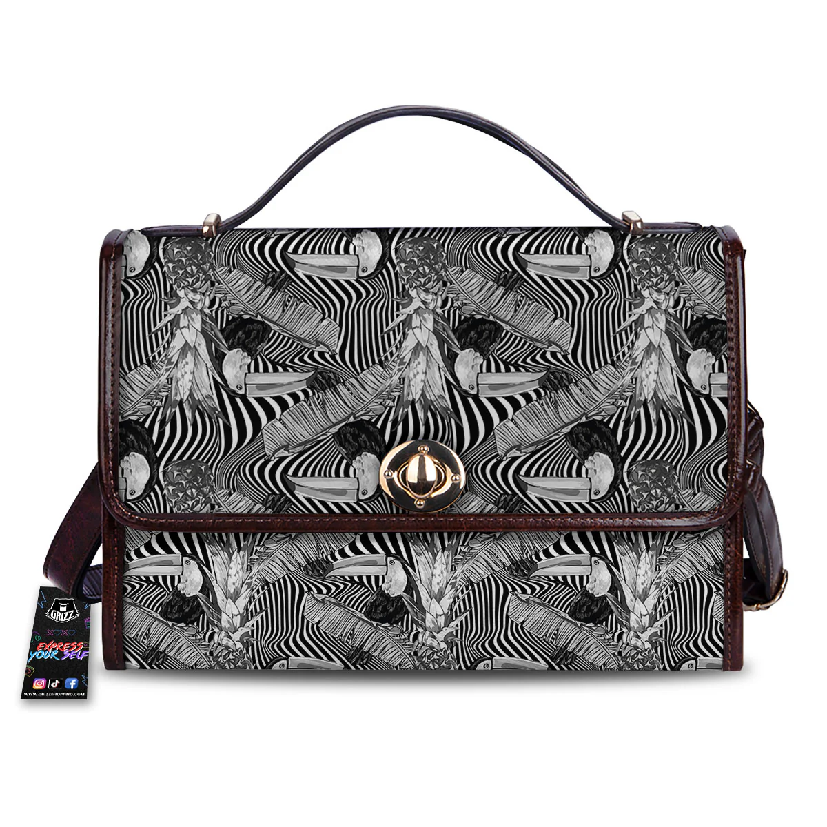 Toucan Black Illusion Print Pattern Women's Satchel Bag
