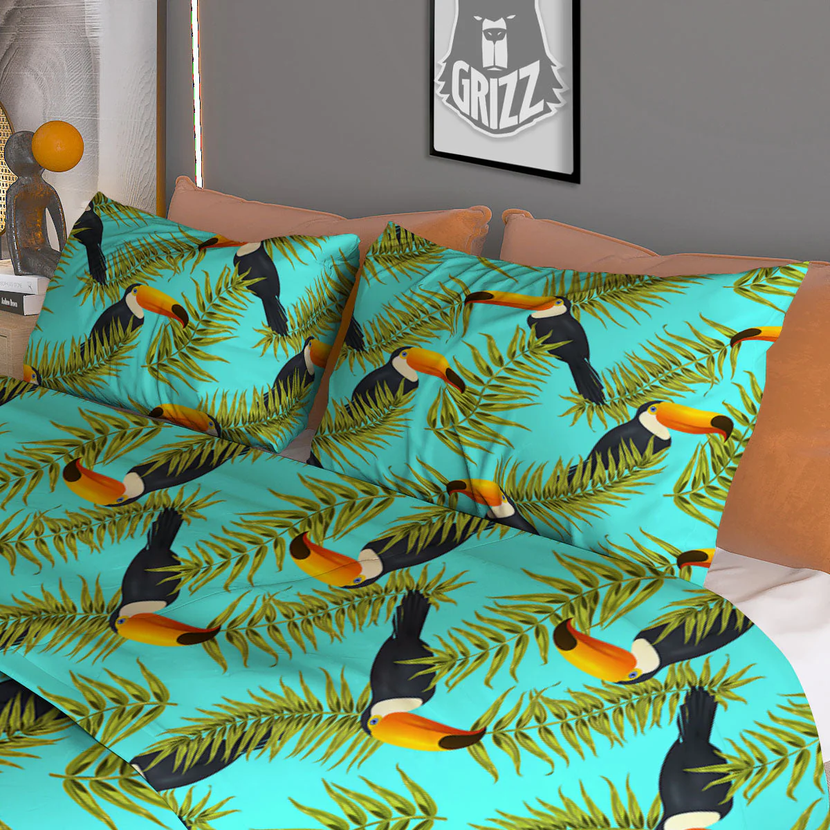 Toucan Tropical Toco Print Pattern Duvet Cover Bedding Set - Image 3