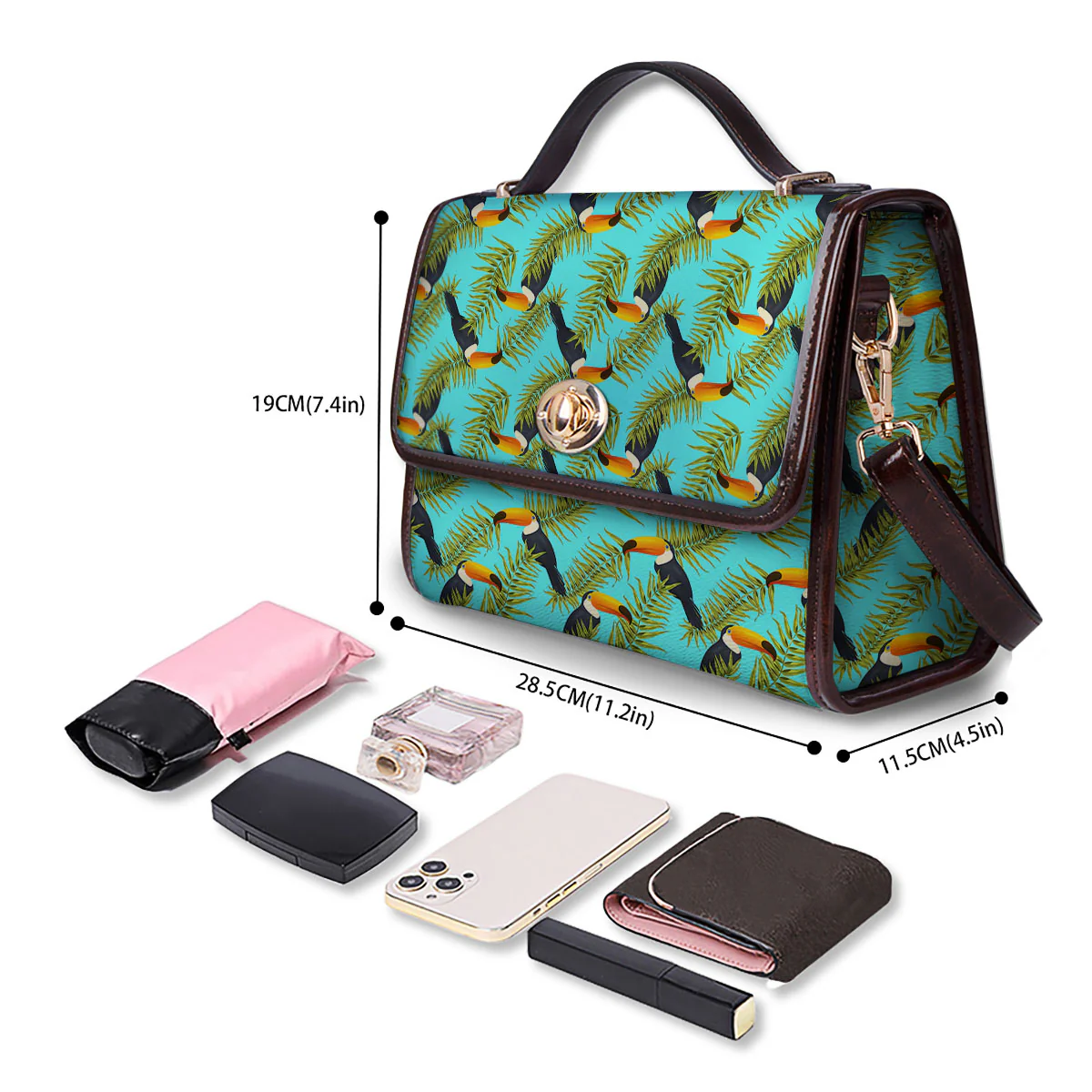 Toucan Tropical Toco Print Pattern Women's Satchel Bag - Image 4