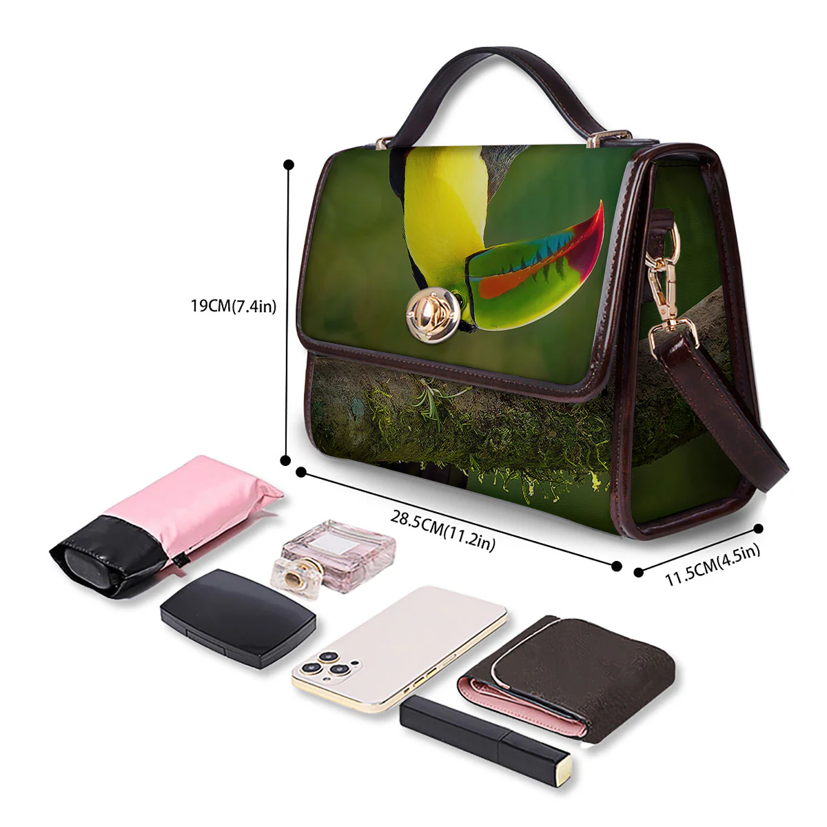 Toucan Tropical Toco Print Women's Satchel Bag - Image 4