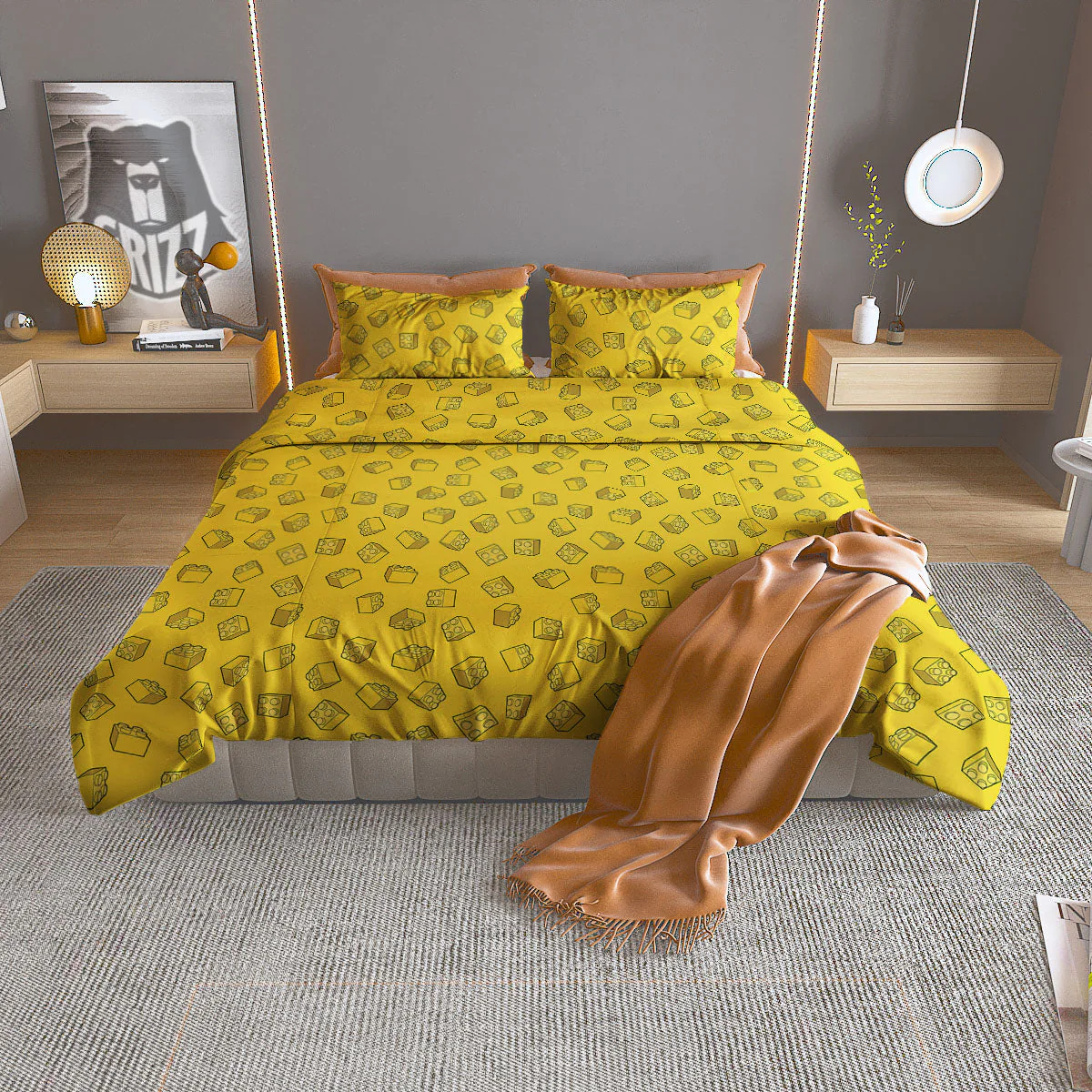 Toy Building Blocks Print Pattern Duvet Cover Bedding Set