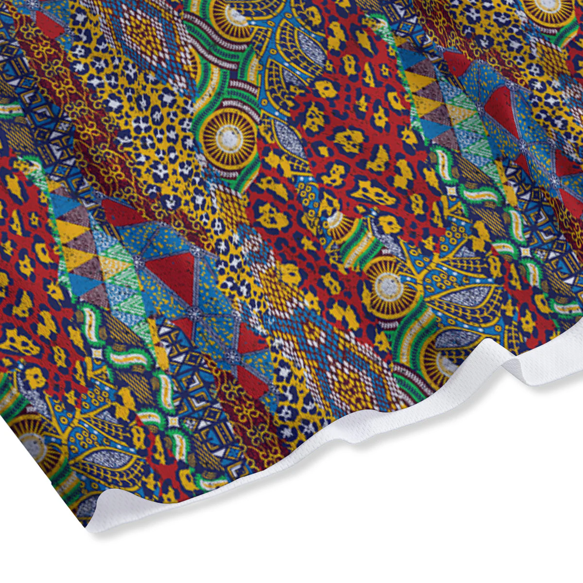 Traditional African Patchwork Animal Skins Print Pattern Mesh Shorts - Image 4