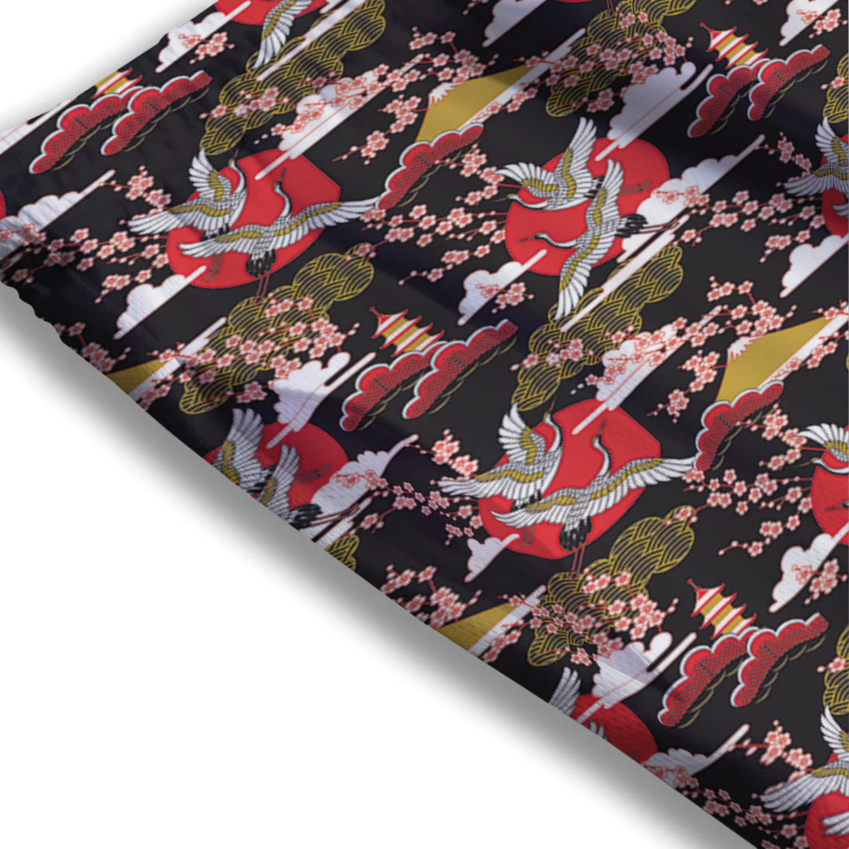 Traditional Japanese Print Pattern Mesh Shorts - Image 3