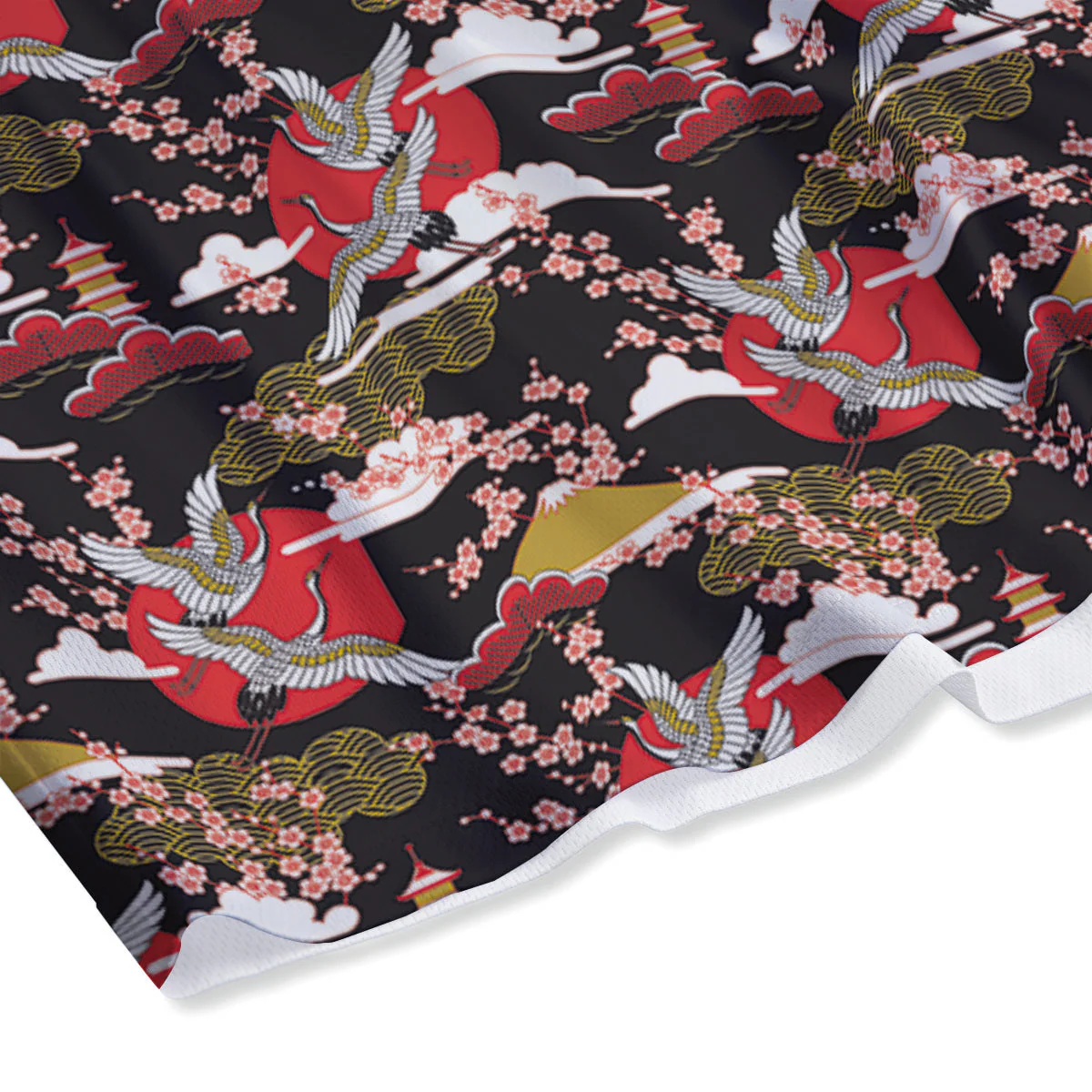 Traditional Japanese Print Pattern Mesh Shorts - Image 4