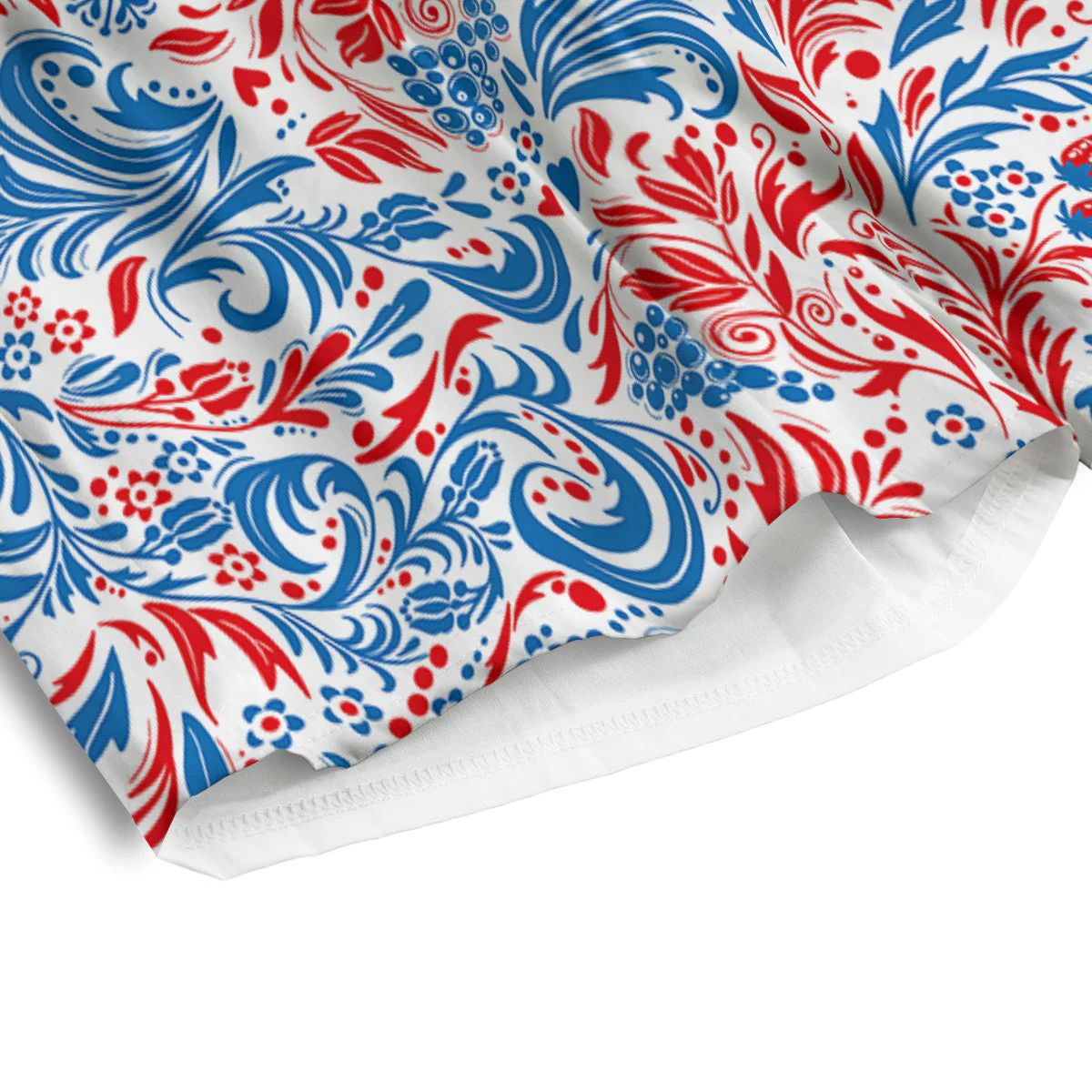 Traditional Khokhloma Red And Blue Print Pattern Men's Athletic Shorts - Image 4