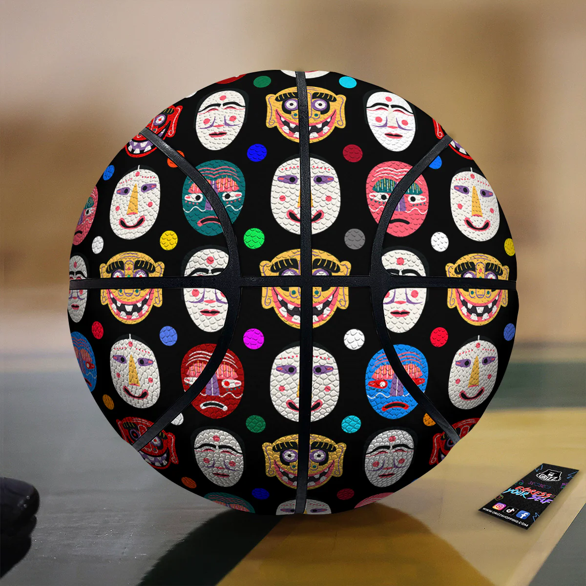 Traditional Korean Masks Print Pattern Basketball