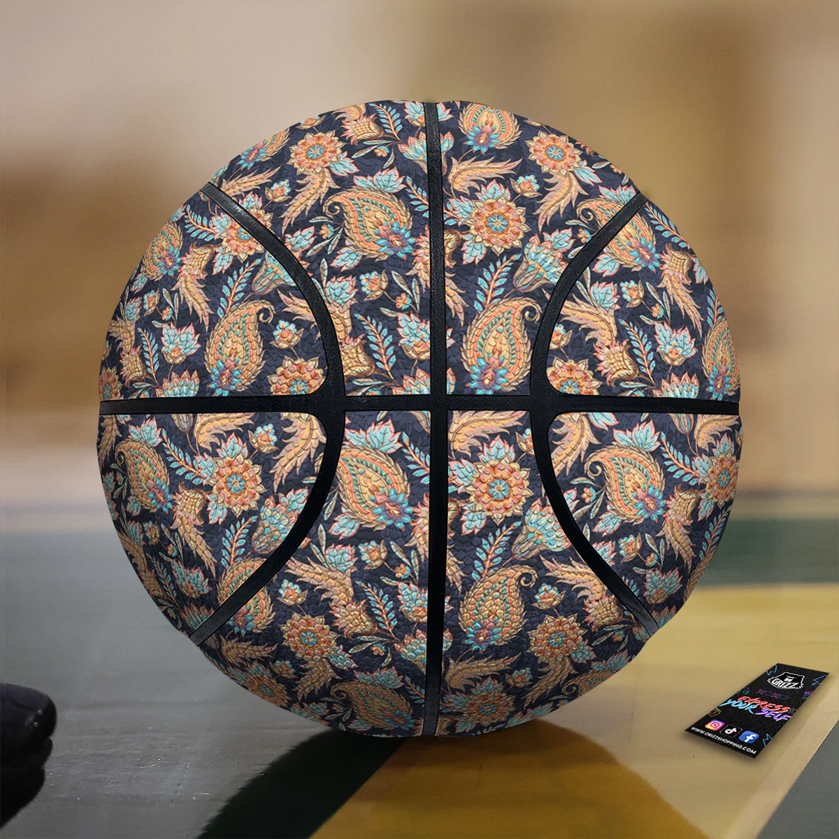 Traditional Oriental Paisley Print Pattern Basketball