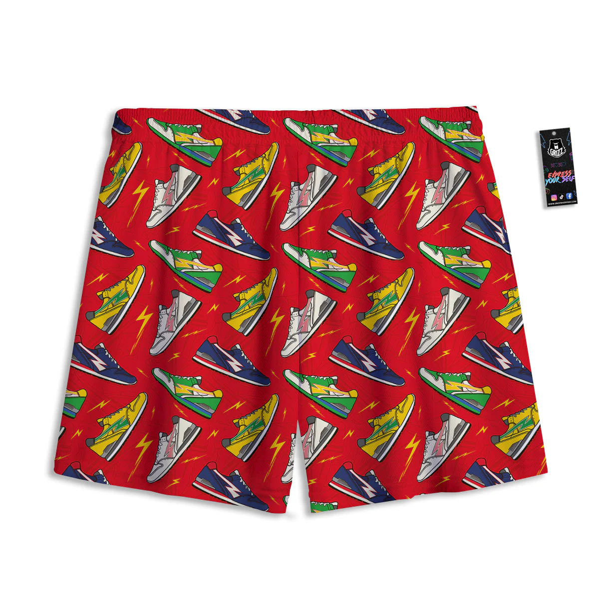 Trainer Sneakers Shoes Print Pattern Mesh Shorts - Image 2